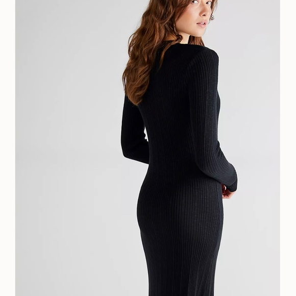 Free People Date Night Ribbed Cardigan Dress Black M - Picture 2 of 2